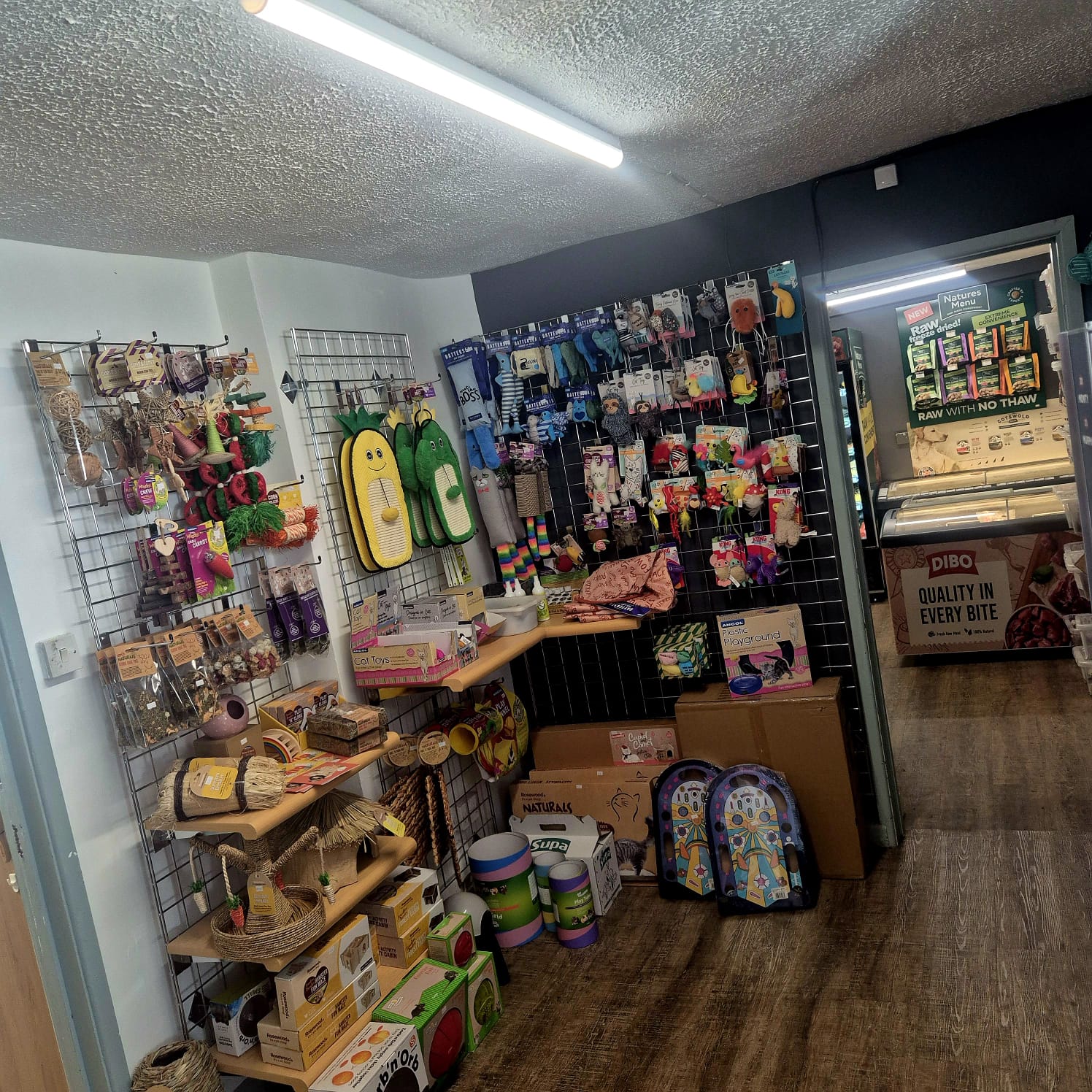 Amesbury Pets toys and accessories display